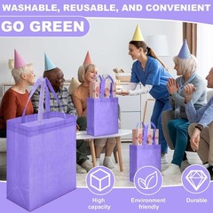 50 Pcs Reusable Tote Bag Bulk 8 x 4 x 10 Inch Non Woven Shopping Bag W/ Handle