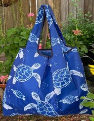 Large & Small Foldable Tote Nylon Reusable Grocery Bags Set of 2