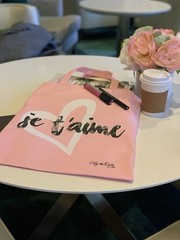 Lily Kate Pink Canvas Foldable Tote ‘je t’aime’ Heart Design