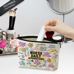 Daily Affirmations Makeup Bag Nurse Accessories 9.8×7 Inches, Multicolor630