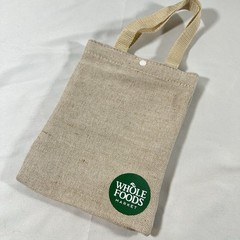 Whole Foods Reusable Tote Shopping Mini Beige Logo Snap Pretend Play Gift Bag