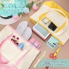 Sanwuta 16 Pack Polyester Canvas Tote Bags Bulk with Outer Pocket Extra Large…