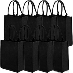 8 Pack Jute Tote Bag with Handle Jute Beach Tote Laminated Interior Reusable …