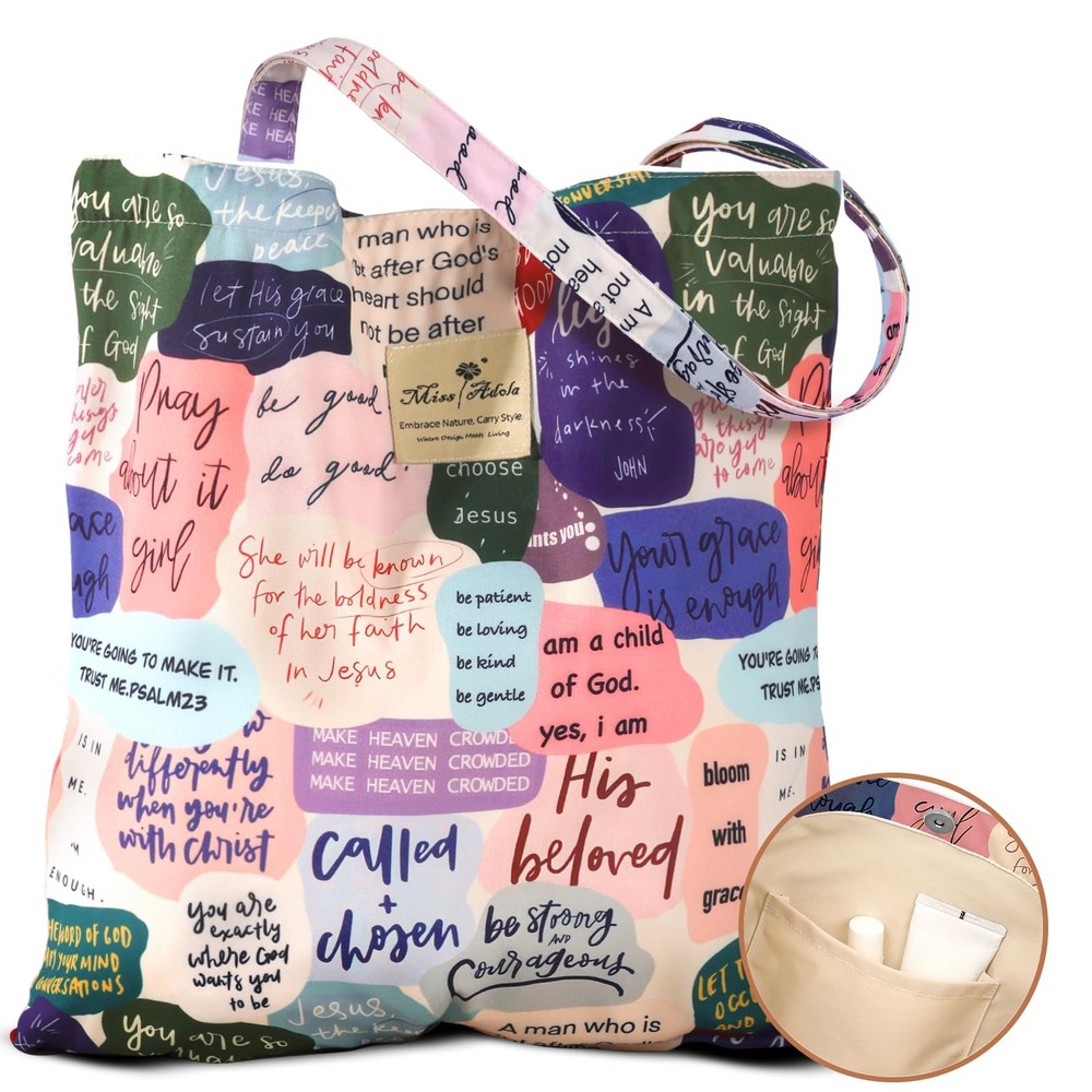 Aesthetic Cotton Tote Bag Women Reusable Shoulder Buckle Fabric Gym Travel