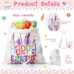 6 Pcs Easter Tote Bags 13.78 x 13.39 Inch Canvas Bunny Gifts Bags for Spring …