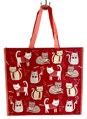 TJ MAXX REUSABLE LARGE SHOPPING BAG NEW CAT KITTEN XOXO VALENTINE RED HEART LOVE