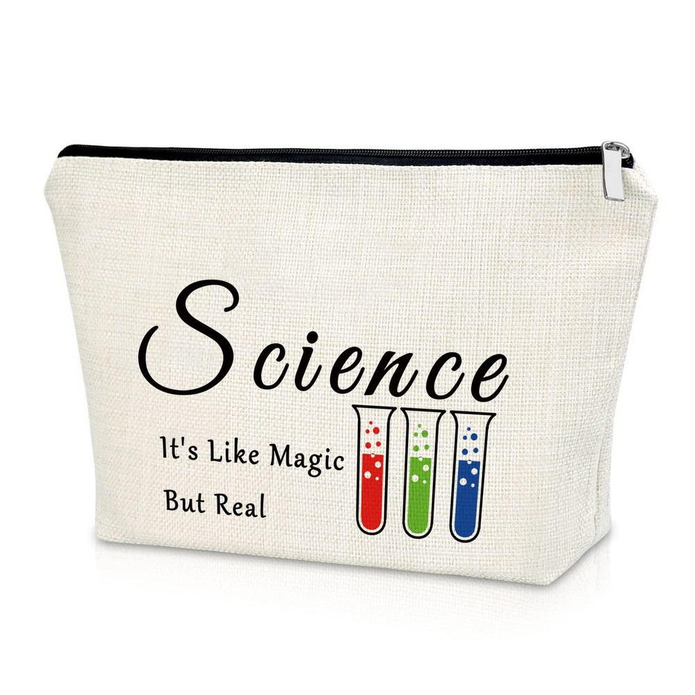 Sazuwu Science Gifts for Women Teachers Friend Makeup Bag Cosmetic Beige