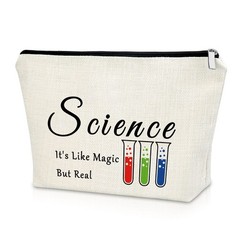 Sazuwu Science Gifts for Women Teachers Friend Makeup Bag Cosmetic Beige