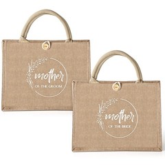 2 Pcs Mother of Bride Groom Bags Wedding Bridal Shower Gifts Burlap Jute Tote…