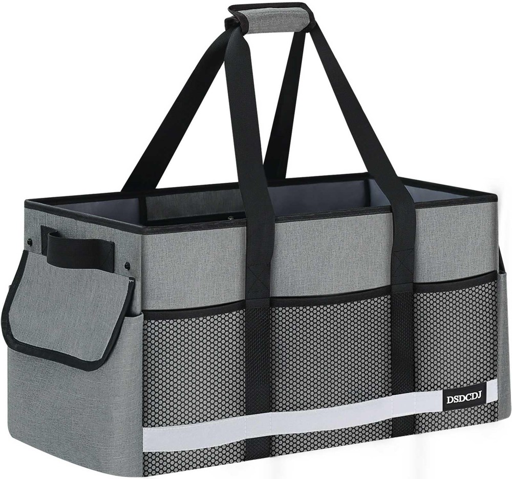 Upgrade Extra Large Utility Tote Bag with Reflective Strip, Standing Reusable Gr