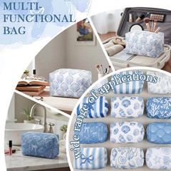 Hillban 12 Pcs Seashell Quilted 8.66 X 4.72 X Inches, blue and white