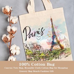 Paris Cotton Tote Bag – City Travel Lovers Souvenir Gifts Reusable Shopping G…