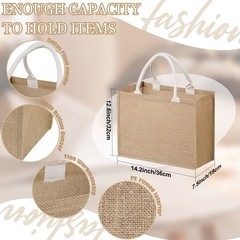 Silkfly 30PCS Burlap Tote Bag Bulk Laminated Interior Jute Tote Bag with Hand…