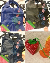 3 x Brand new Strawberry Foldable Pocket Reusable Shopping Tote Bags