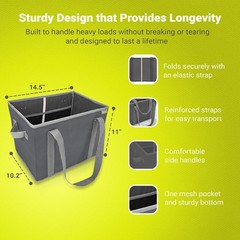 Collapsible Reusable Grocery Basket Market Tote Bag Picnic Errands Shopping