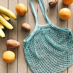 Cotton Mesh Net Foldable Reusable Grocery Bag for Farmers Market, Vegetables,…
