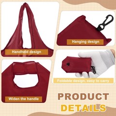 4 Pack Foldable Travel Bag with Handles, Washable Shopping Tote Pouch, Burgundy