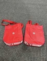 Lululemon Small Red And White Logo Reusable Shopping Bag