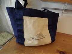 vtg Bag Works CANVAS COTTON XL reusable TOTE Annapolis Quilt Guild navy blue