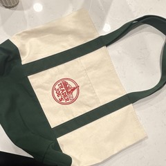 Trader Joe’s Canvas Foldable Tote Bag Green Beige Solid Plain Reusable Shopping