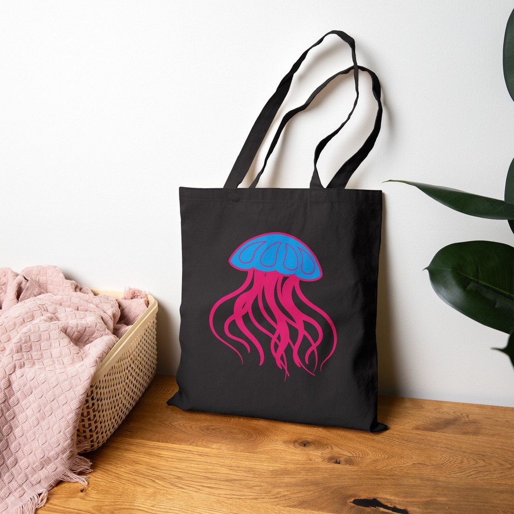 Jellyfish Illustration Tote, Cotton Canvas Ocean Sea Life Bag