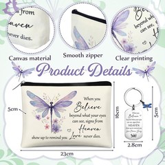 Kosiz 5 Pcs Dragonfly Gifts for Women, Cosmetic Bag, Canvas multicolor