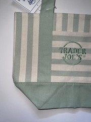 Trader Joe’s Bag Striped Mini Pastel Canvas Tote Bag in Green NWT Y2K