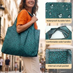 2 PCS Large Foldable Waterproof Reusable Grocery Bags Shopping Tote Travel
