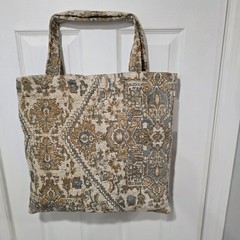 All-Over Pattern Foldable Fabric Reusable Shopping Bag Large Beige Brown Blue
