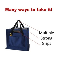 Heavy duty large reusable shopping bags with adjustable straps and multi grip