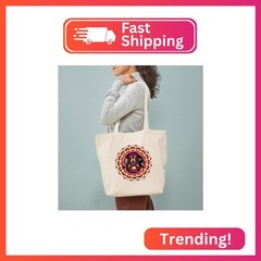 CafePress Peanuts Snoopy Circle Light Natural Canvas Tote Bag, Reusable Shopping