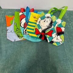 Dr. Seuss Tote Bags Lot of 5 Bags Cat-in-Hat Horton One-Fish 11″x11″ NWOT [03]