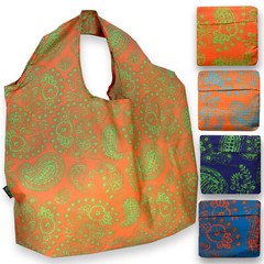 Plume Bag Co. Reusable Shopping Bags | Paisley Hippie 4 Pack w Carry Pouch