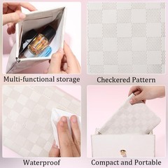 CALFOVERA 2 Sizes Checkered PU 4.92 x 4.33 inch;7.09 x 5.43 inch, Mixed Color