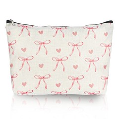 1PCS Pink Coquette Bow Makeup Bag, Cute Bags, Trendy Preppy Beige