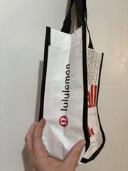 Lululemon Reusable Shopping Gift Bag Yoga Be All In Red Gray White Tote Small