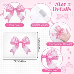 Reginary 50 Pieces Coquette Bowknot Makeup Bags Waterproof Cosmetic Bag pink