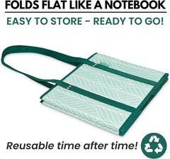 Eco-Friendly Heavy-Duty Reusable Grocery Bags 3 Pack – Easy Clean & Store, Green