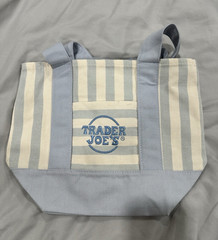 Trader Joe’s Blue/White Striped Canvas Tote Bag Small 13 in L x 6 in W