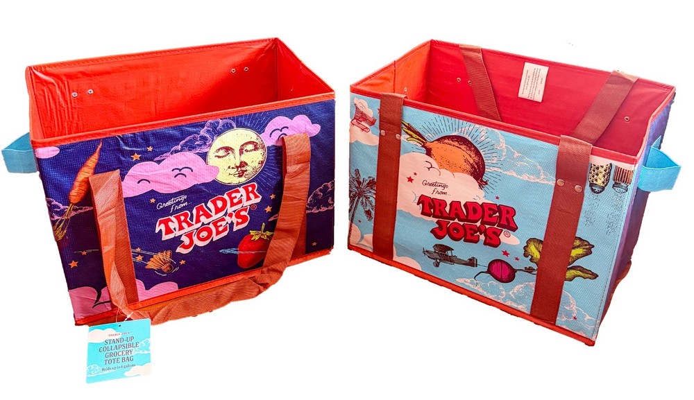 Trader Joe’s Stand-Up Collapsible Grocery Tote Bag Holds 6 Gallons NEW