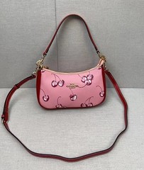 NWT Teri 2way Shoulder Bag Canvas Leather Cherry Print Pink CR290 New