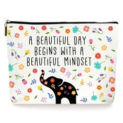 ZYQFN Elephant Cosmetic Makeup Bags, Daily Positive Affirmations for White
