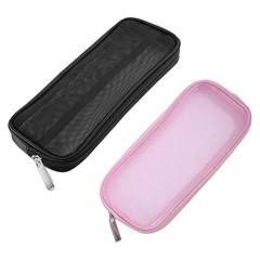 UUYYEO 2 Pcs Mesh Makeup Brush Bag Case Travel Tool mix, Black pink