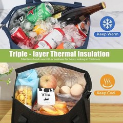 Large Insulated Reusable Grocery Bag with Zipper & Front Pocket – Keeps Food Hot