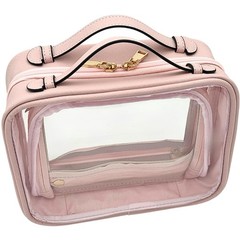 JAZD Clear Makeup Bag Toiletry for Women Cosmetic Case Large PINK