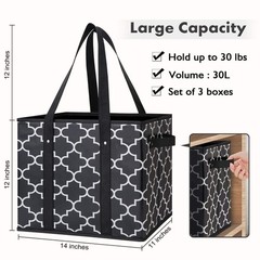 Reusable Grocery Bags 3-Pack Foldable Washable Large Storage Bins Basket Wate…