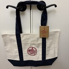 New Trader Joe’s Tote Bag Navy Canvas Reusable Red Logo