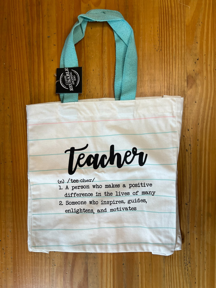 Canvas Classic Reusable Bag ( Teacher ) 16in x 16in Great for Teachers
