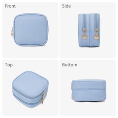 XIAOLER 2PCS Small Makeup Pouch, Double Zipper Cosmetic Bag, Blue+Lilac