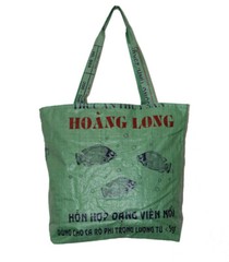 Recycled Fish Feed Bag Large Deluxe Beach Tote Fair Trade from Cambodia